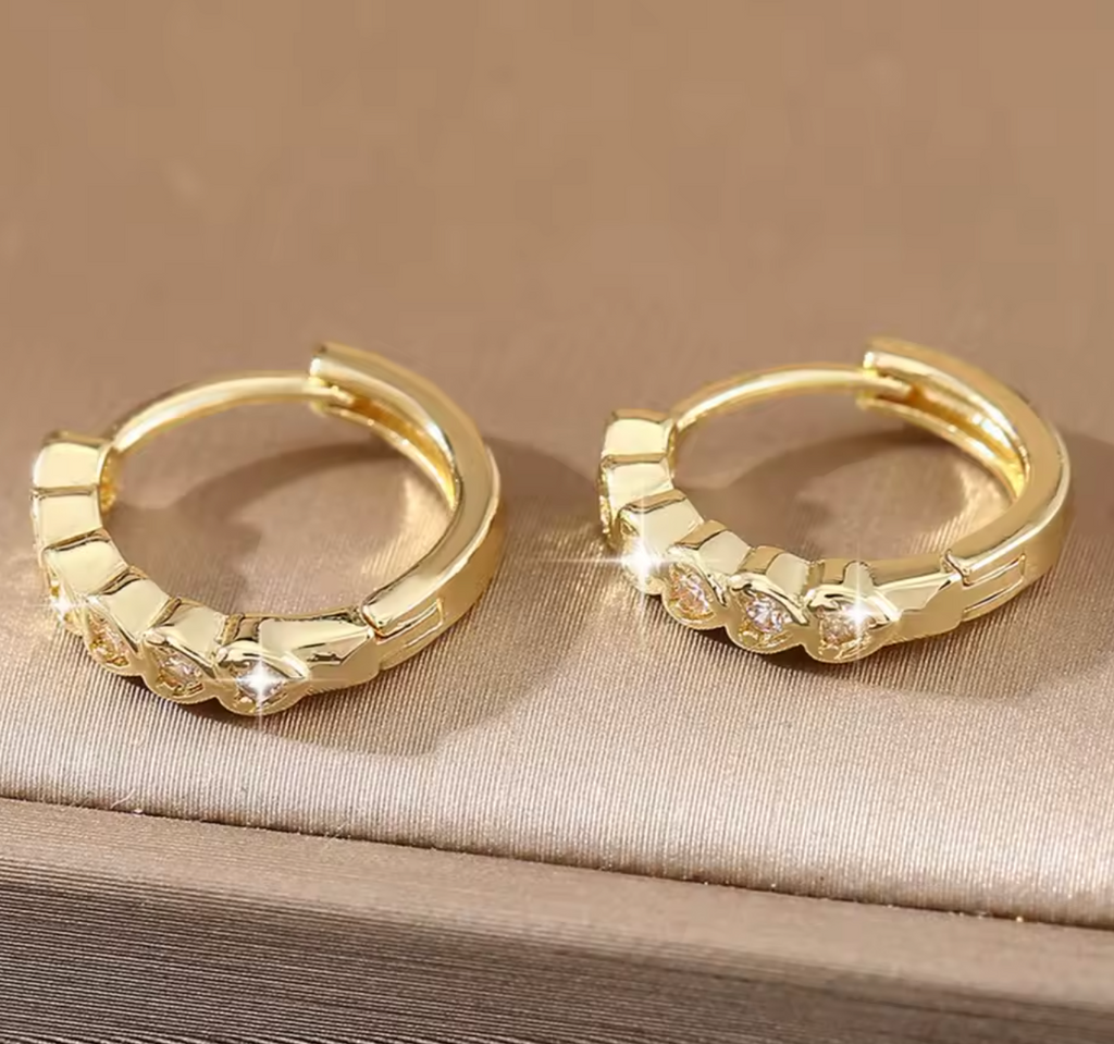 Stainless Steel Heart Zircon Hoop Earrings for Women