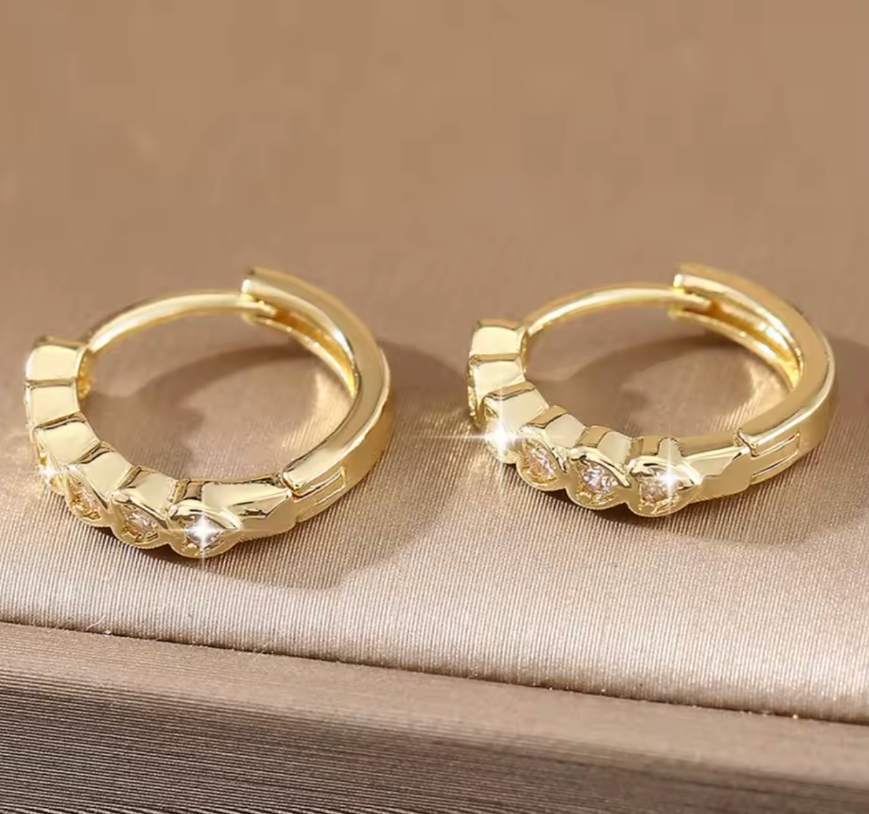 Stainless Steel Heart Zircon Hoop Earrings for Women