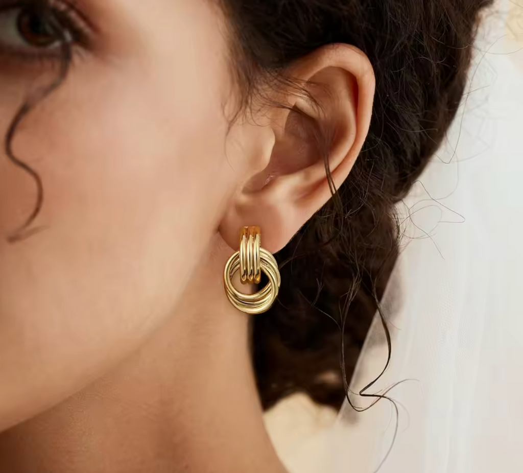14K Gold Plated Knot Earrings for Women