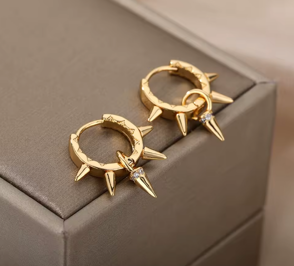Punk Spike Rivet Hoop Earrings for Women