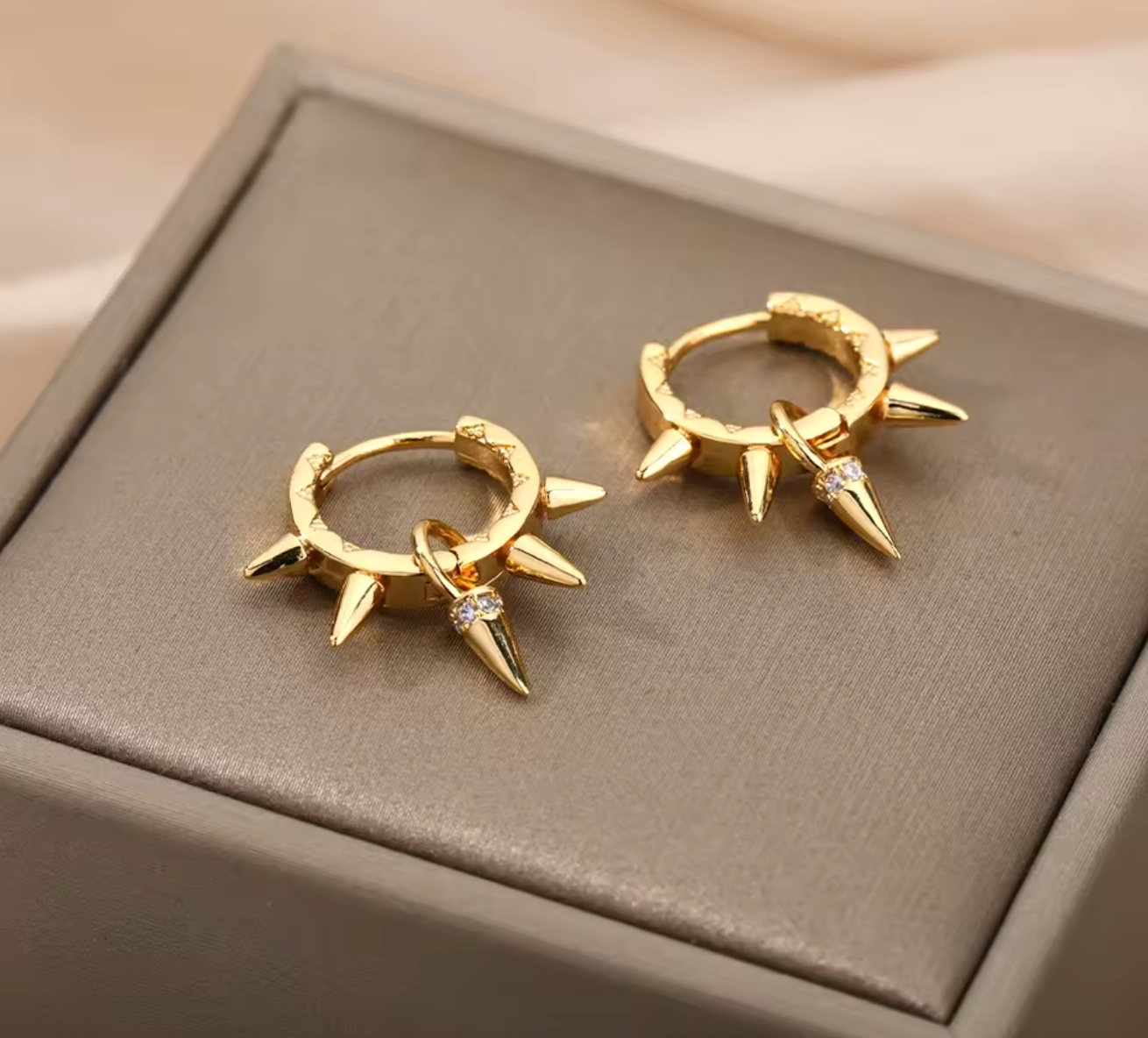 Punk Spike Rivet Hoop Earrings for Women