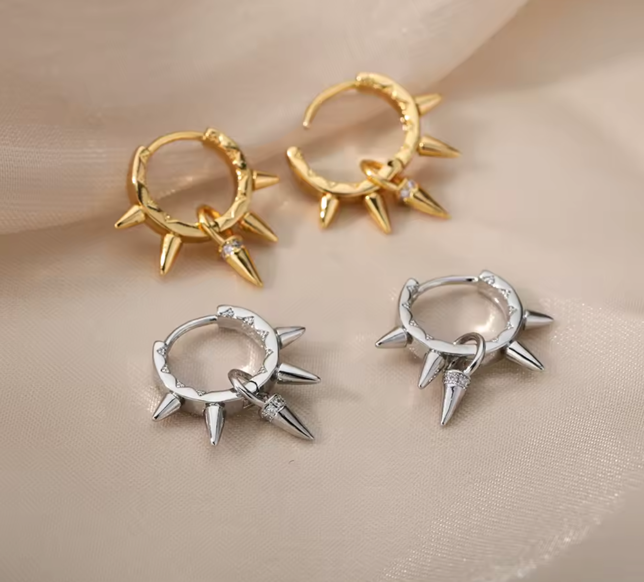 Punk Spike Rivet Hoop Earrings for Women