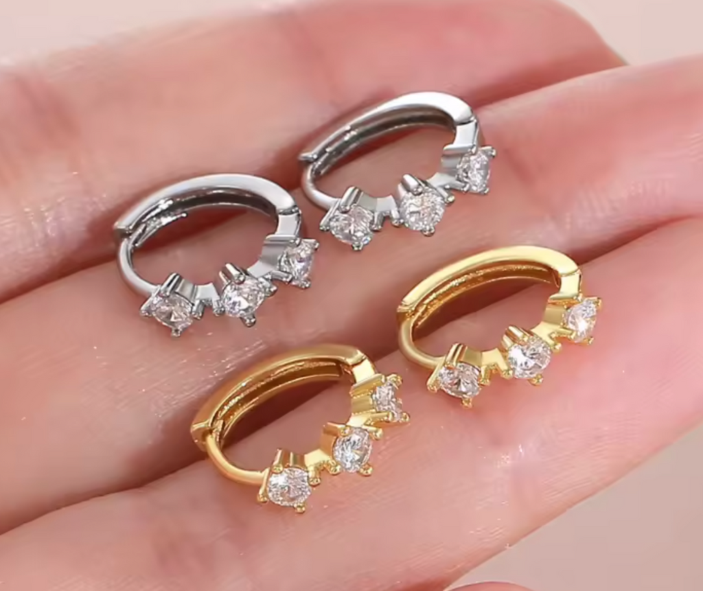 Exquisite White Zircon Hoop Earrings for Women