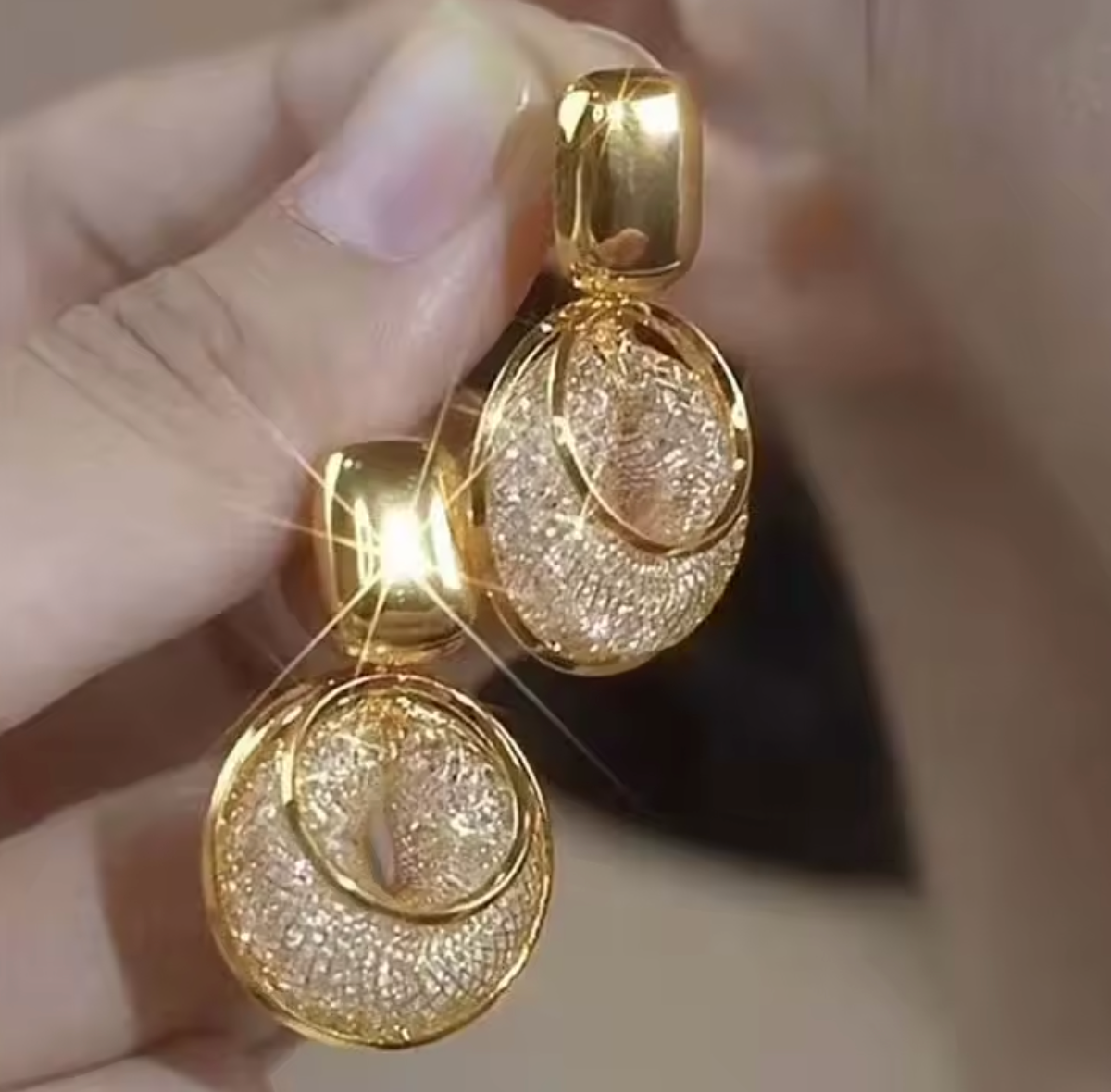 Vintage Gold Big Round Dangle Earrings for Women