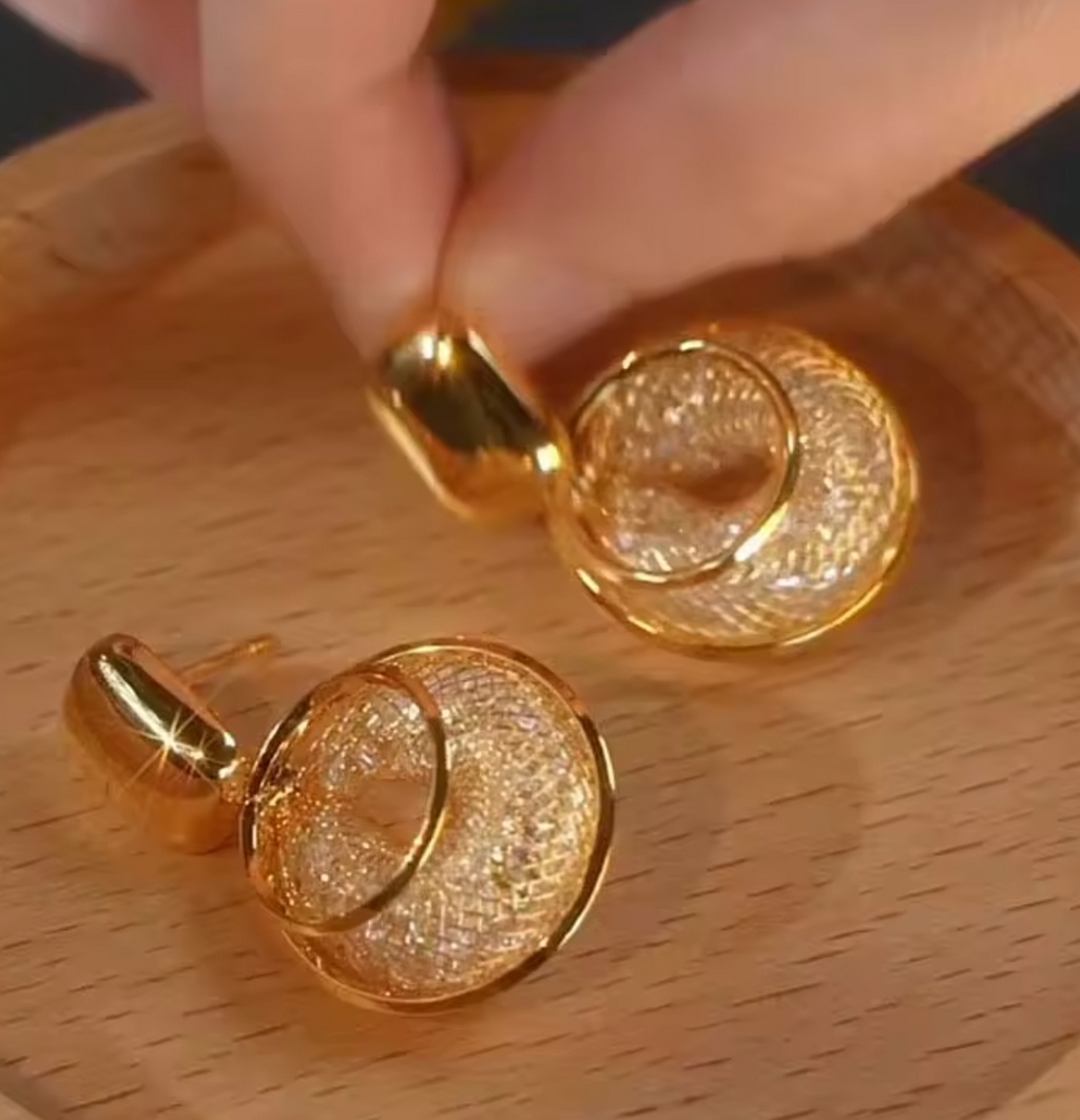 Vintage Gold Big Round Dangle Earrings for Women