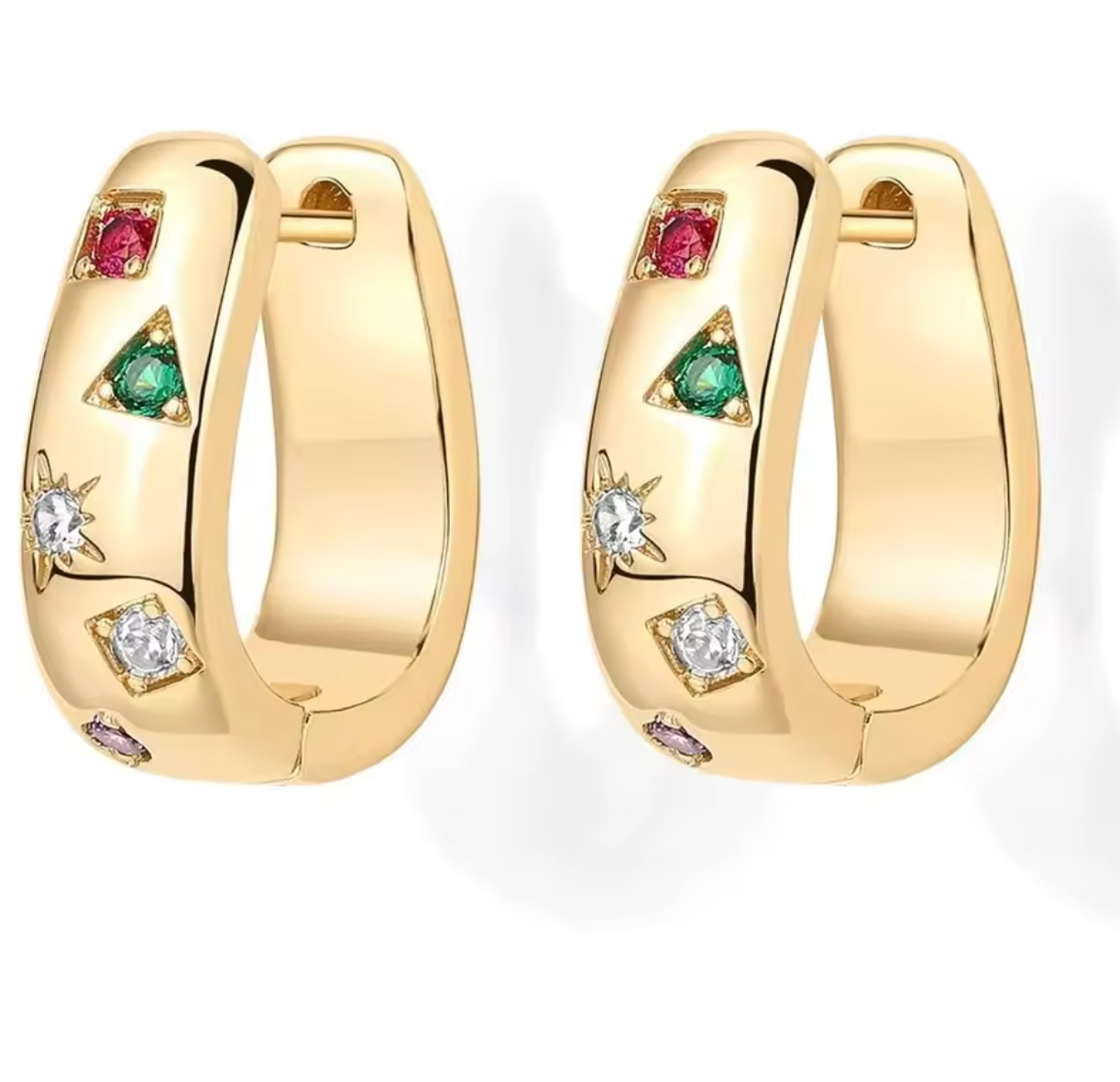 14K Gold Plated Chunky Huggie Earrings for Women