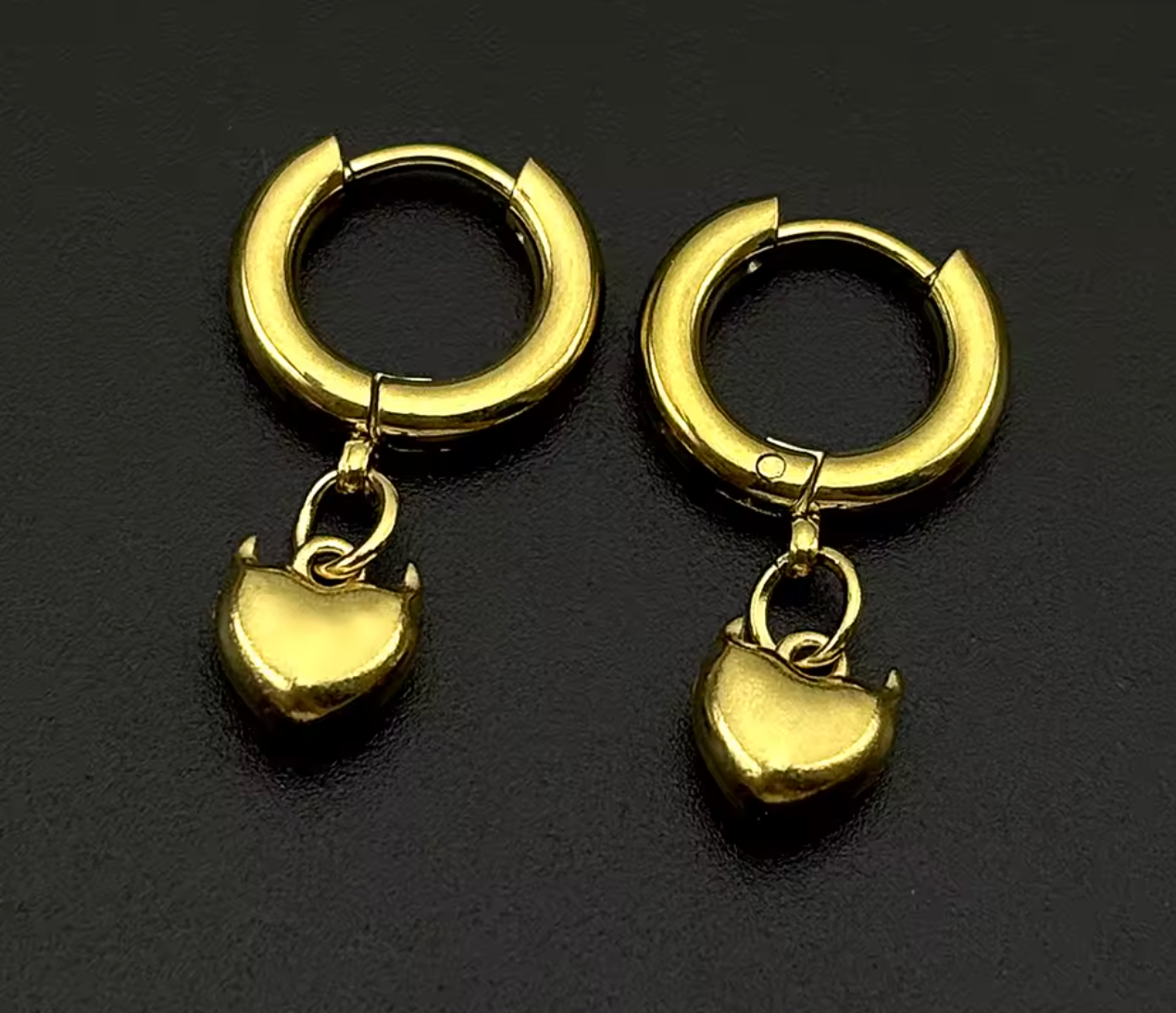Devil Horn Heart Huggie Hoop Earrings