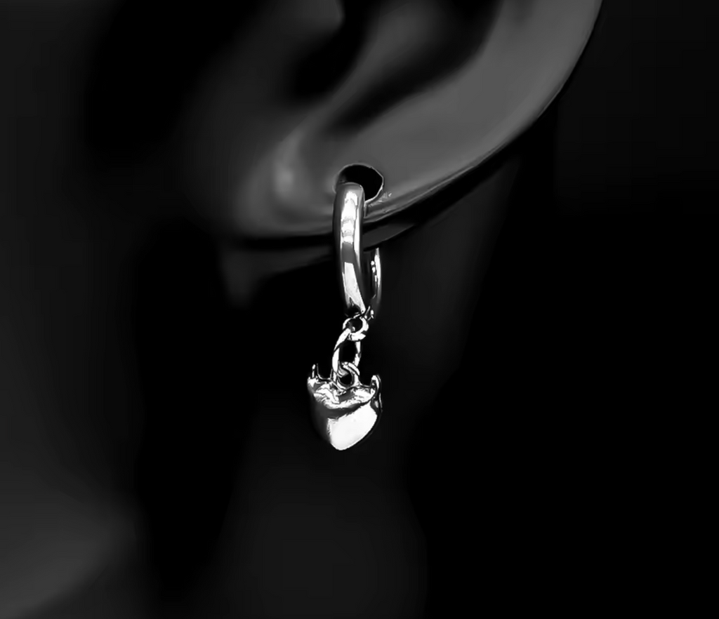 Devil Horn Heart Huggie Hoop Earrings