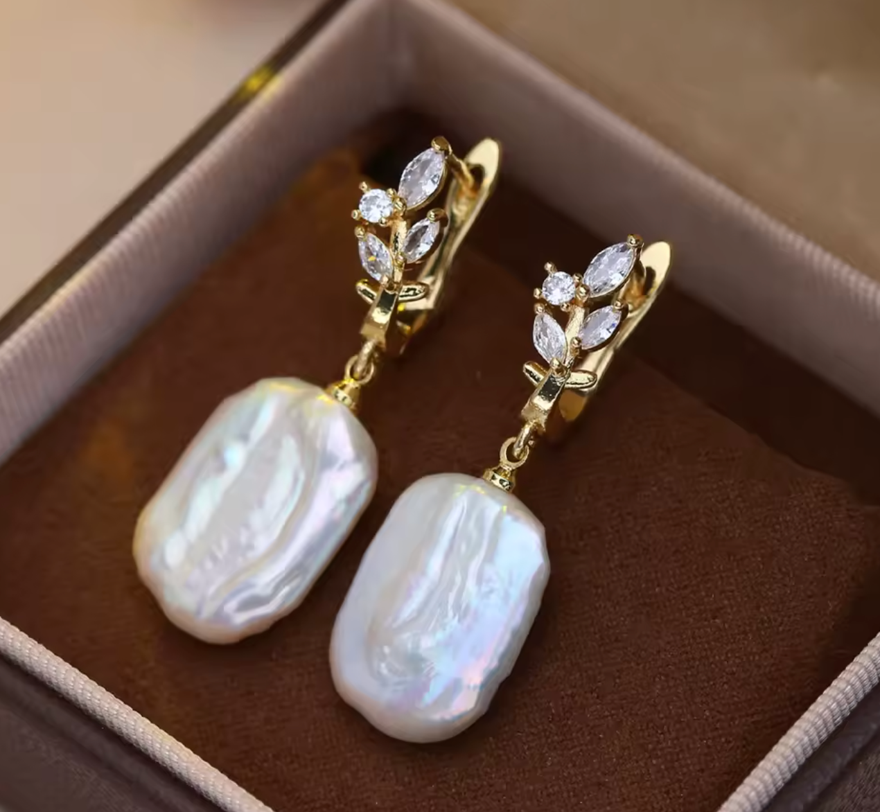 Big Natural Freshwater Pearl Drop Earrings for Women