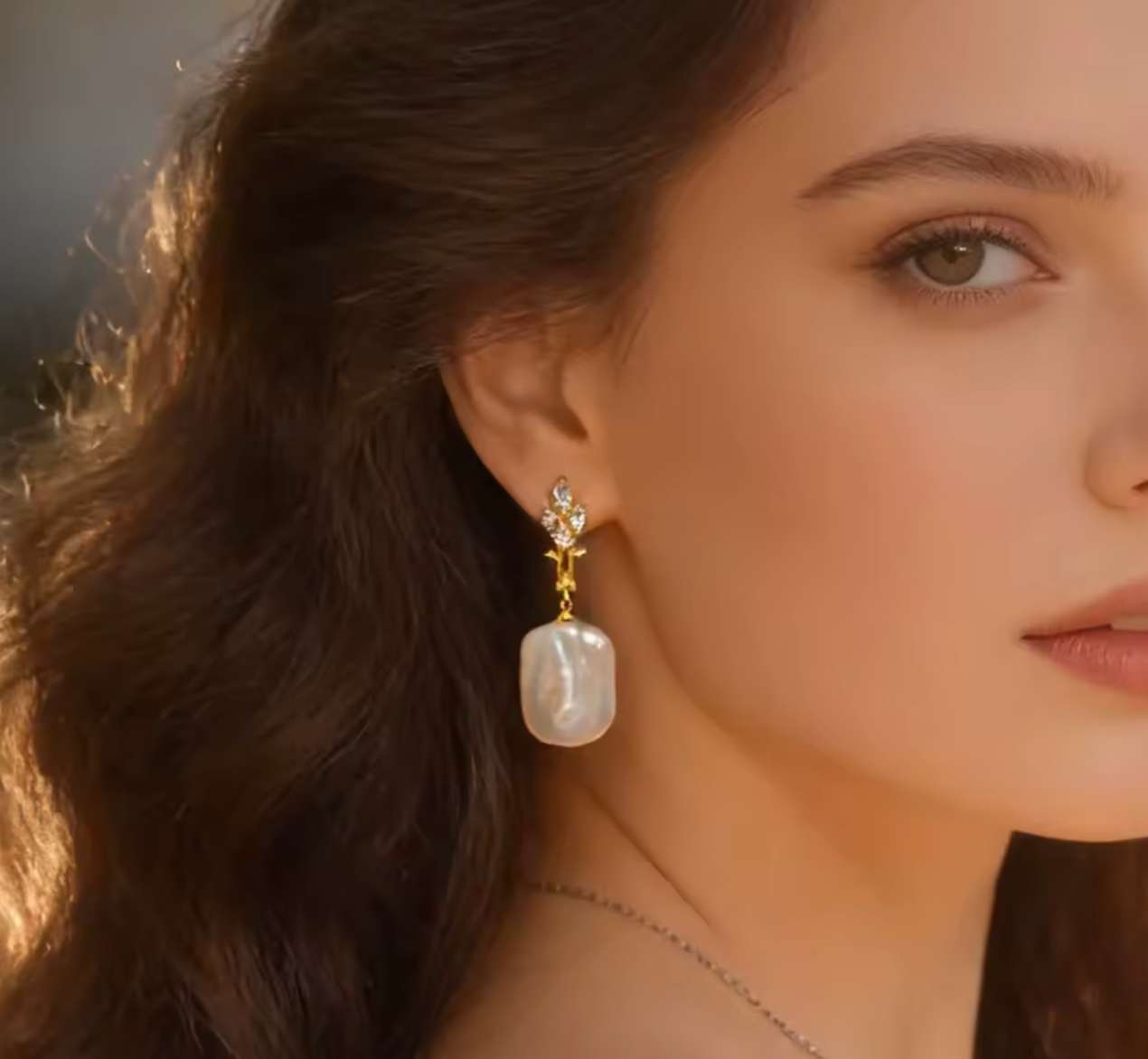 Big Natural Freshwater Pearl Drop Earrings for Women