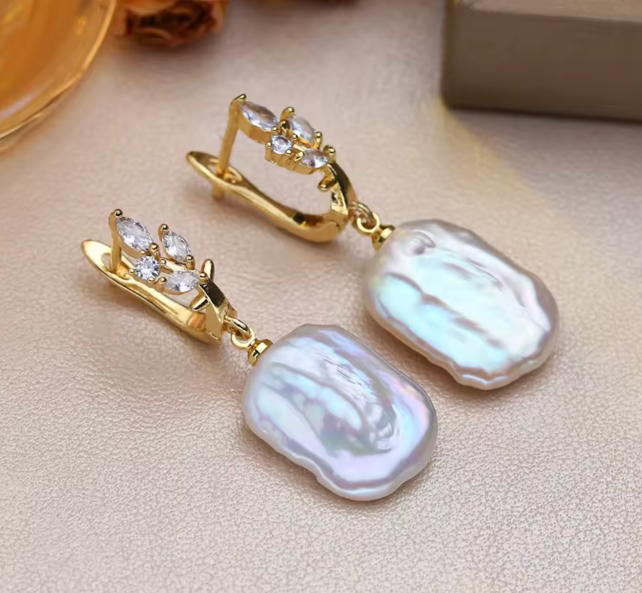 Big Natural Freshwater Pearl Drop Earrings for Women