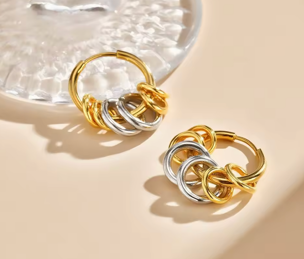 Minimalist Glossy Circle Stainless Steel Hoop Earrings for Women