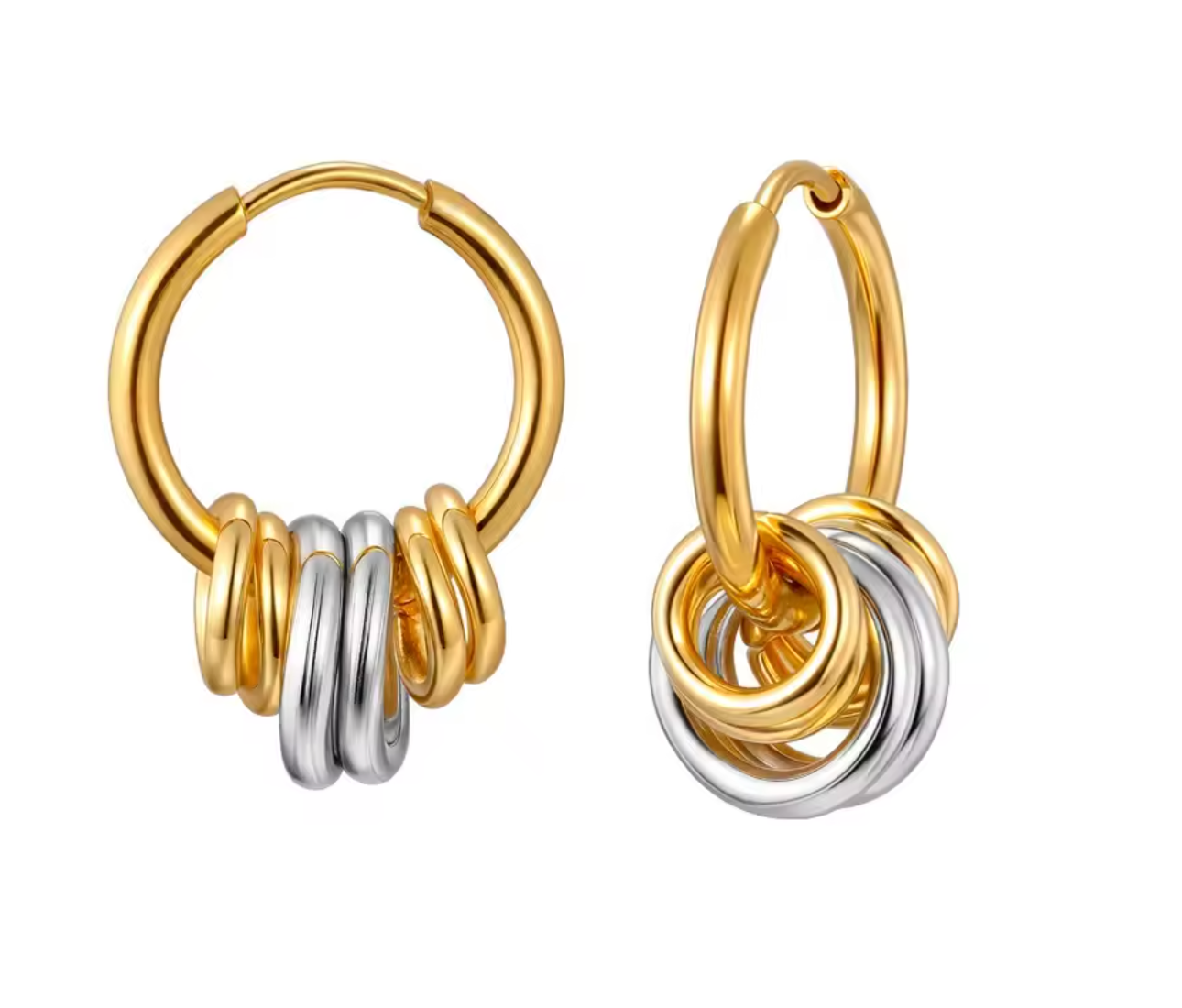 Minimalist Glossy Circle Stainless Steel Hoop Earrings for Women